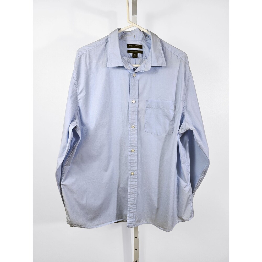Banana Republic XL Men's Organic Cotton Untucked Standard Fit Light Blue Shirt